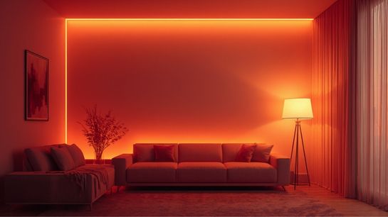 LED strip lights in layered lighting.